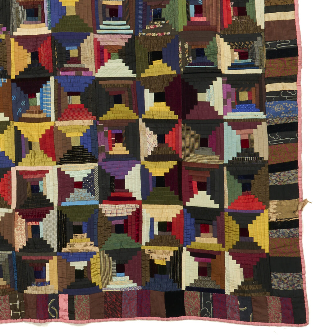 Lot 1061: 2 Quilts: Log Cabin & Brick Patterns, Ohio Provenance