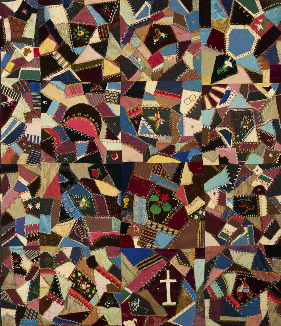 Lot 1063: Nashville Crazy Quilt w/ Flour Sack Backing