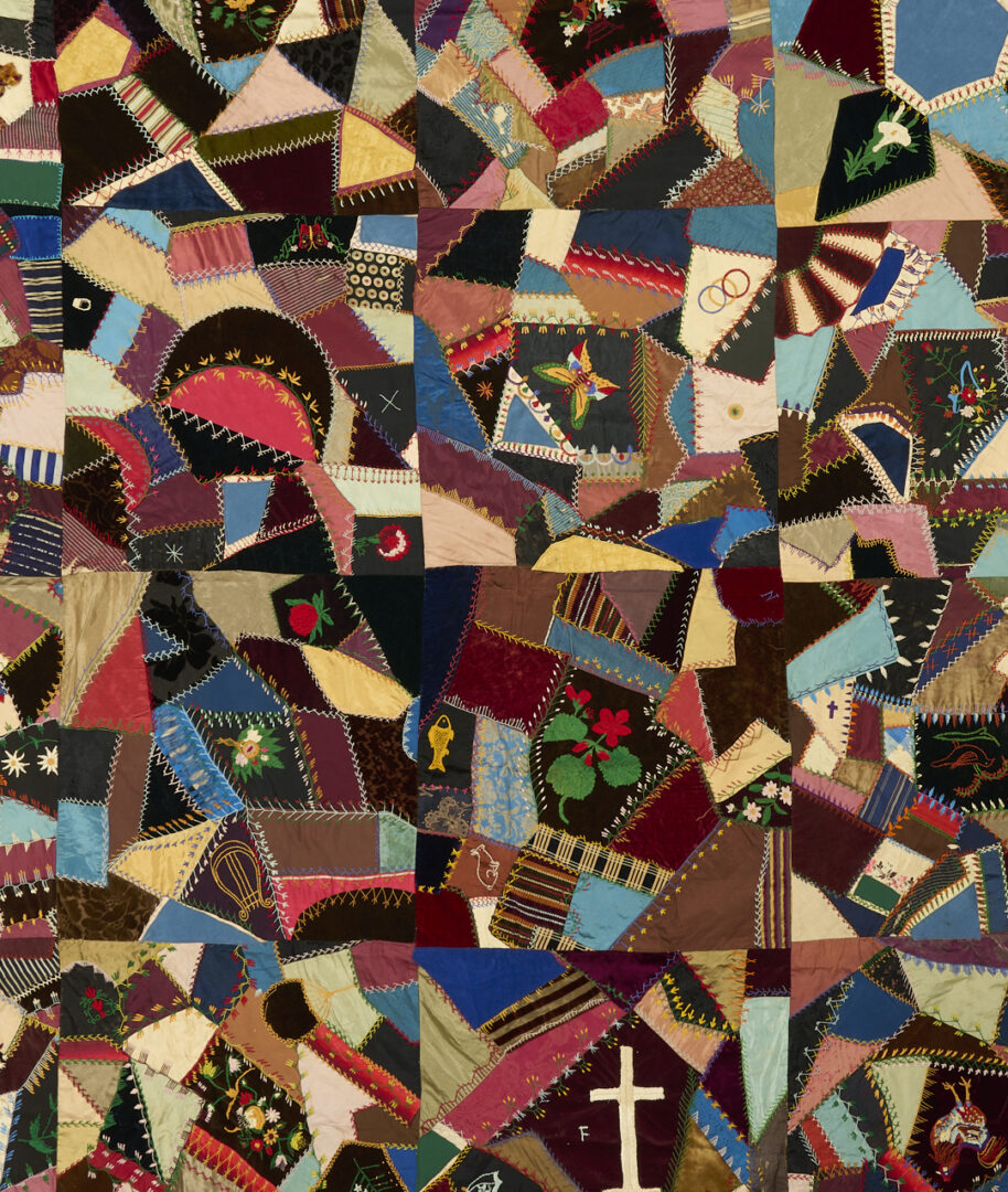 Lot 1063: Nashville Crazy Quilt w/ Flour Sack Backing