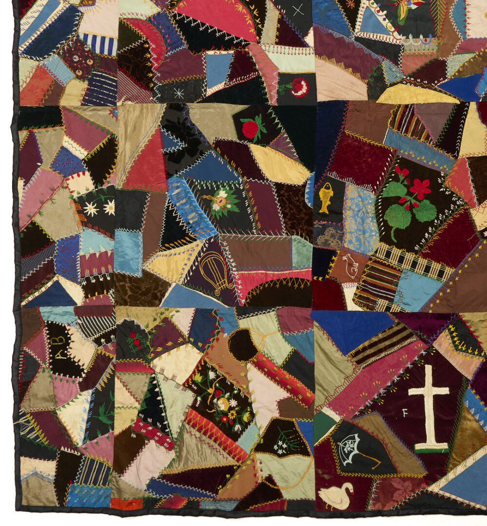 Lot 1063: Nashville Crazy Quilt w/ Flour Sack Backing