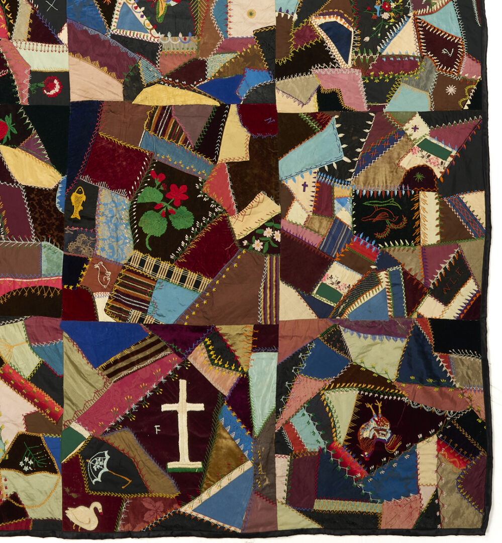 Lot 1063: Nashville Crazy Quilt w/ Flour Sack Backing