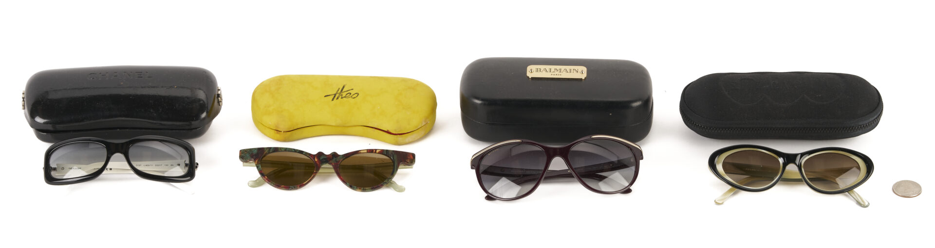 Lot 1069: 4 Pairs of Sunglasses: Bvlgari, Prada, Theo, Chanel