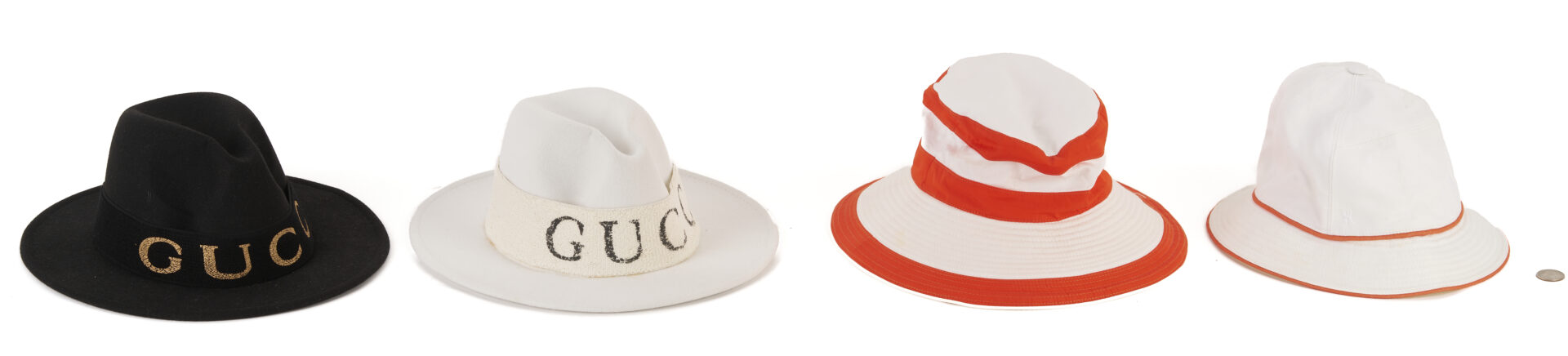 Lot 1071: 2 Hermes Hats and Fedoras with Gucci Band