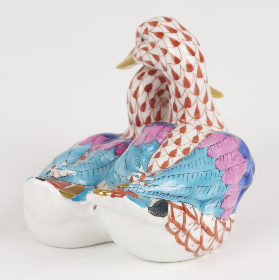 Lot 1073: 8 Porcelain & Hardstone Figures: Herend, Royal Doulton, Birds