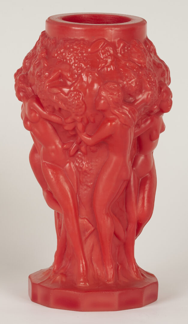 Lot 1074: 4 Lalique Perfume Bottles & 1 Desna Art Glass Vase