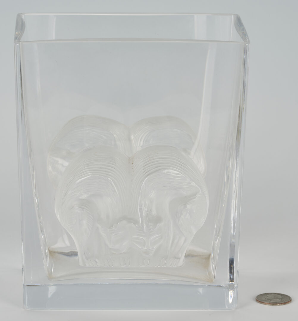 Lot 1075: 3 Clear Art Glass Vases: Lalique, Baccarat, & Steuben