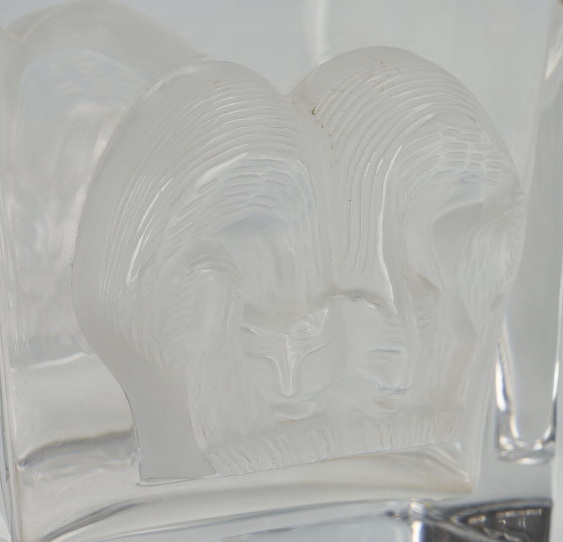 Lot 1075: 3 Clear Art Glass Vases: Lalique, Baccarat, & Steuben
