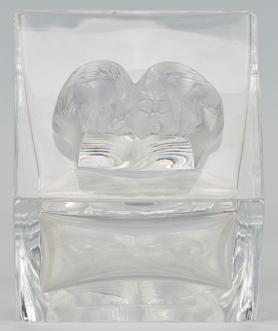 Lot 1075: 3 Clear Art Glass Vases: Lalique, Baccarat, & Steuben