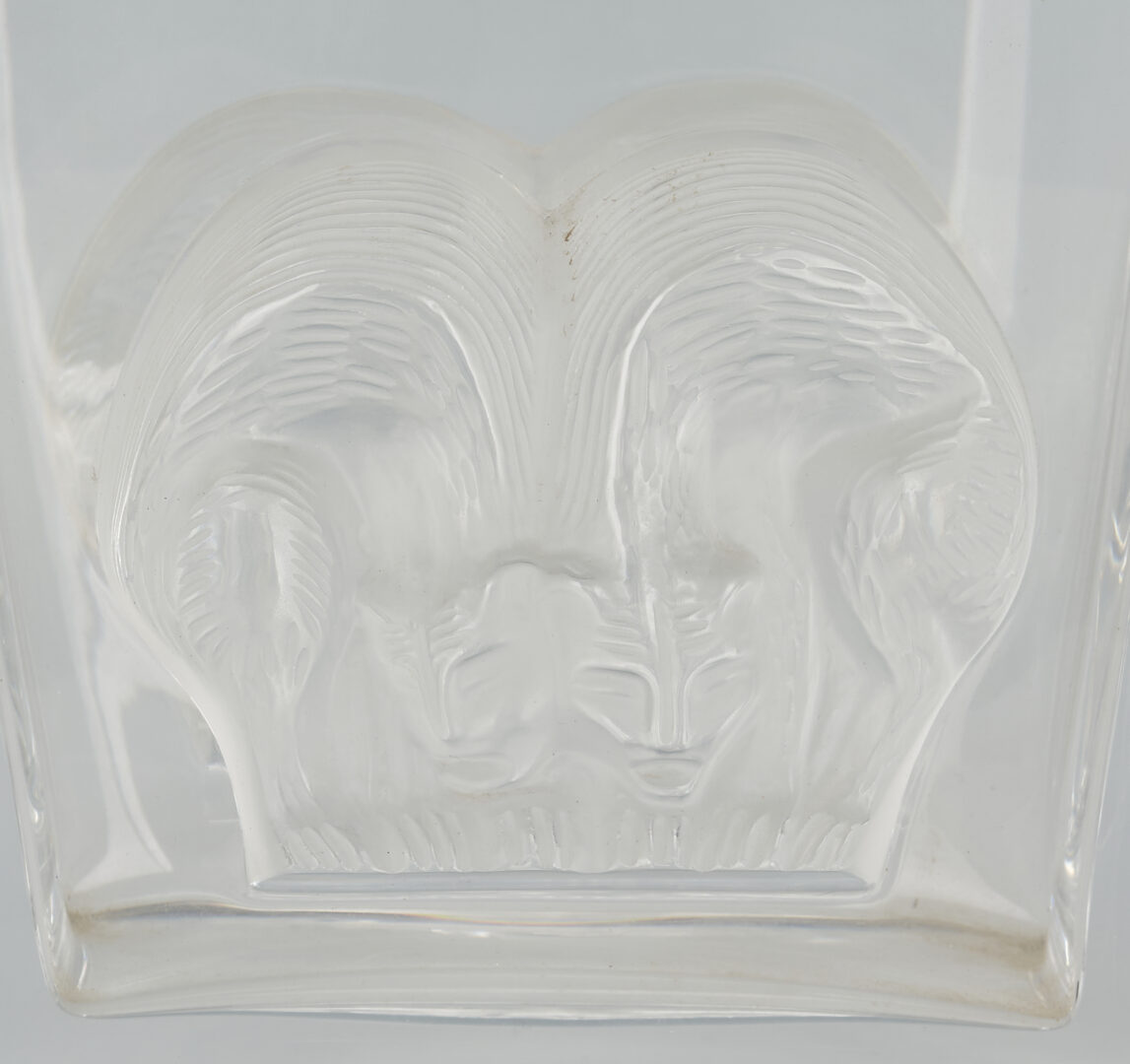 Lot 1075: 3 Clear Art Glass Vases: Lalique, Baccarat, & Steuben