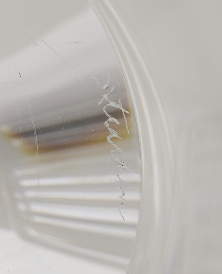 Lot 1075: 3 Clear Art Glass Vases: Lalique, Baccarat, & Steuben