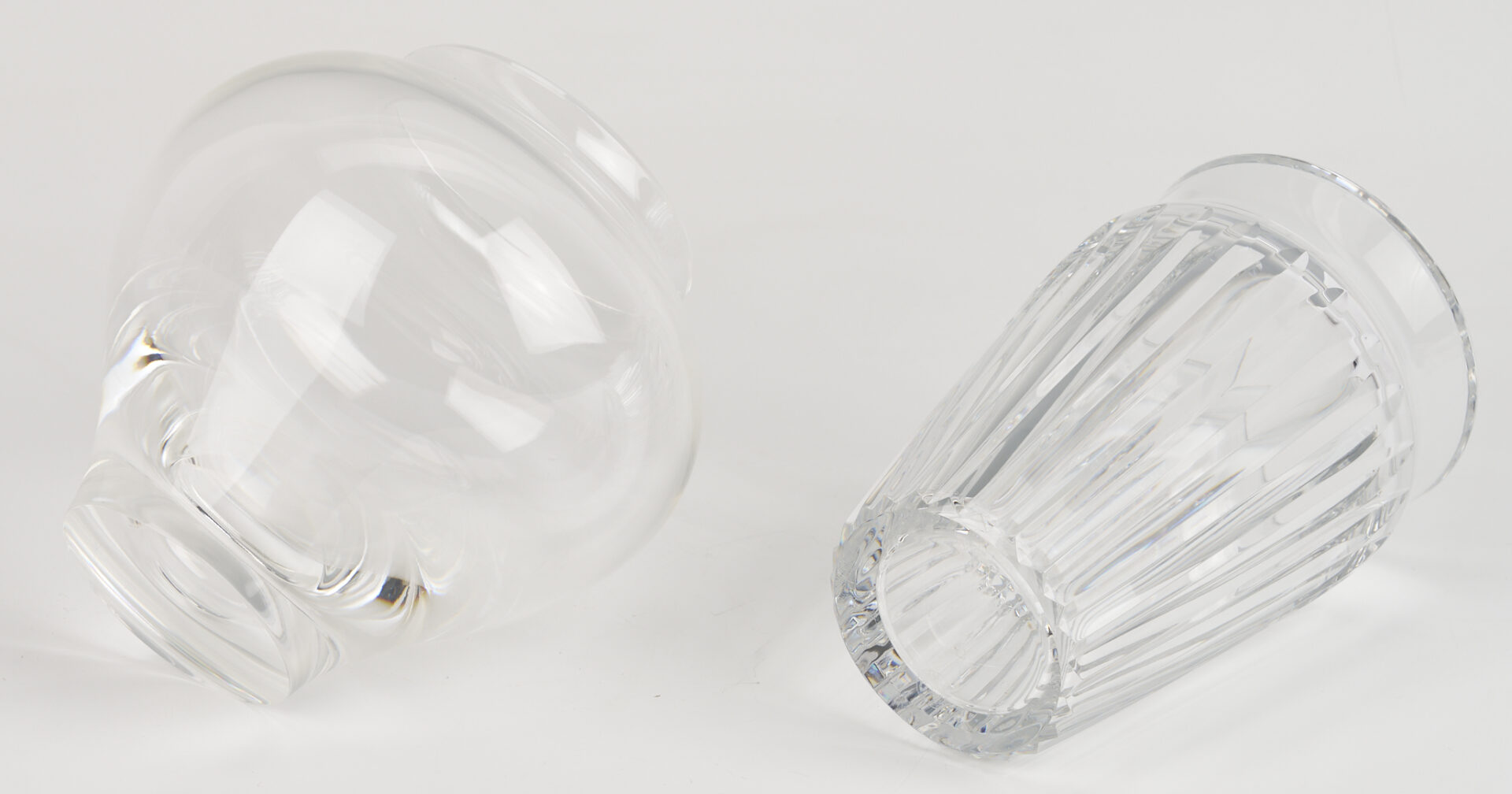 Lot 1075: 3 Clear Art Glass Vases: Lalique, Baccarat, & Steuben
