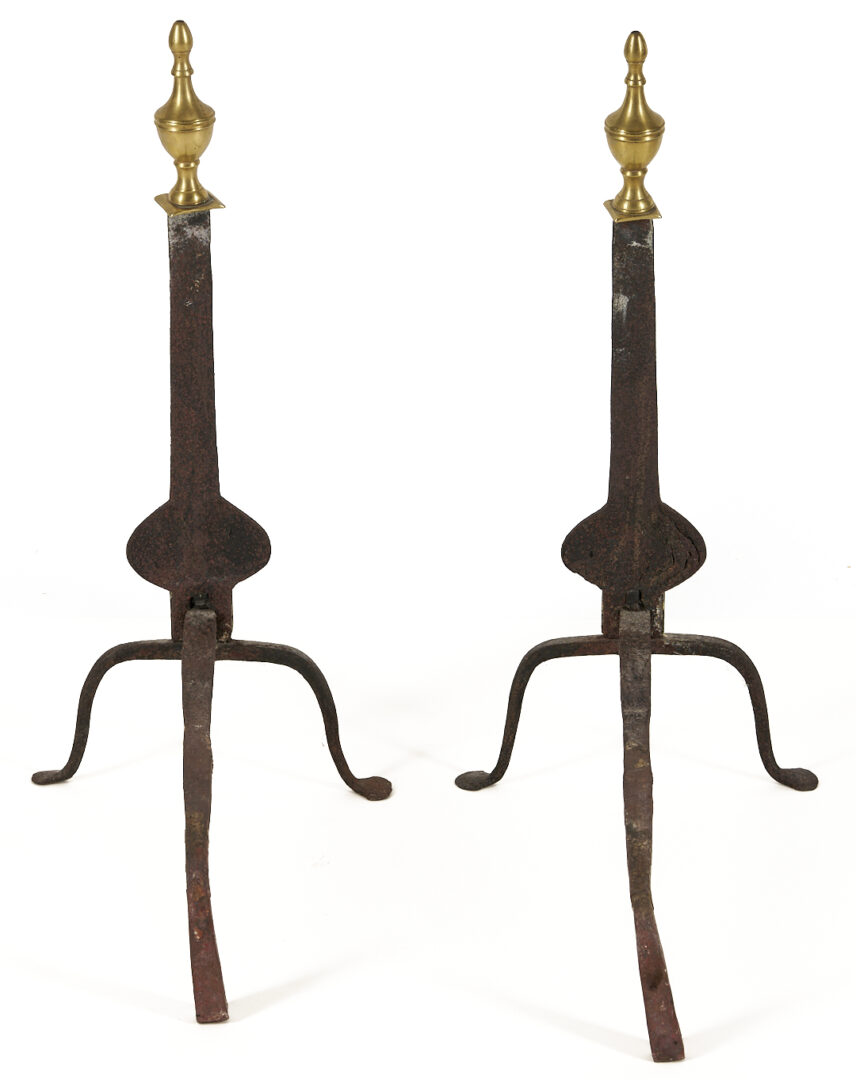 Lot 1078: American Federal Fireplace Wire Fender & Andirons