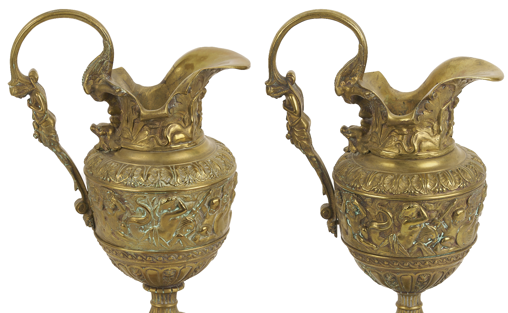 Lot 107: Pair of Neoclassical Style Gilt Bronze Ewers