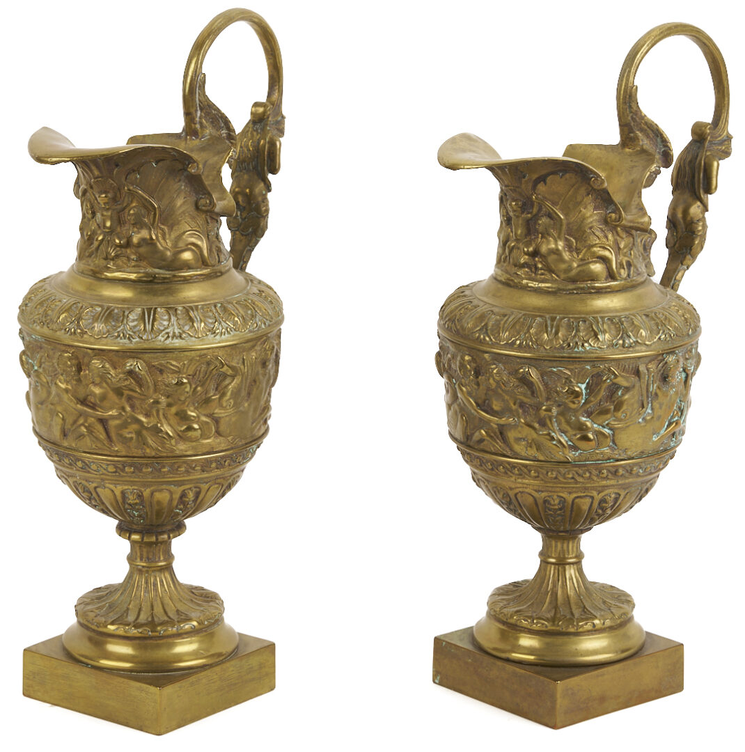 Lot 107: Pair of Neoclassical Style Gilt Bronze Ewers