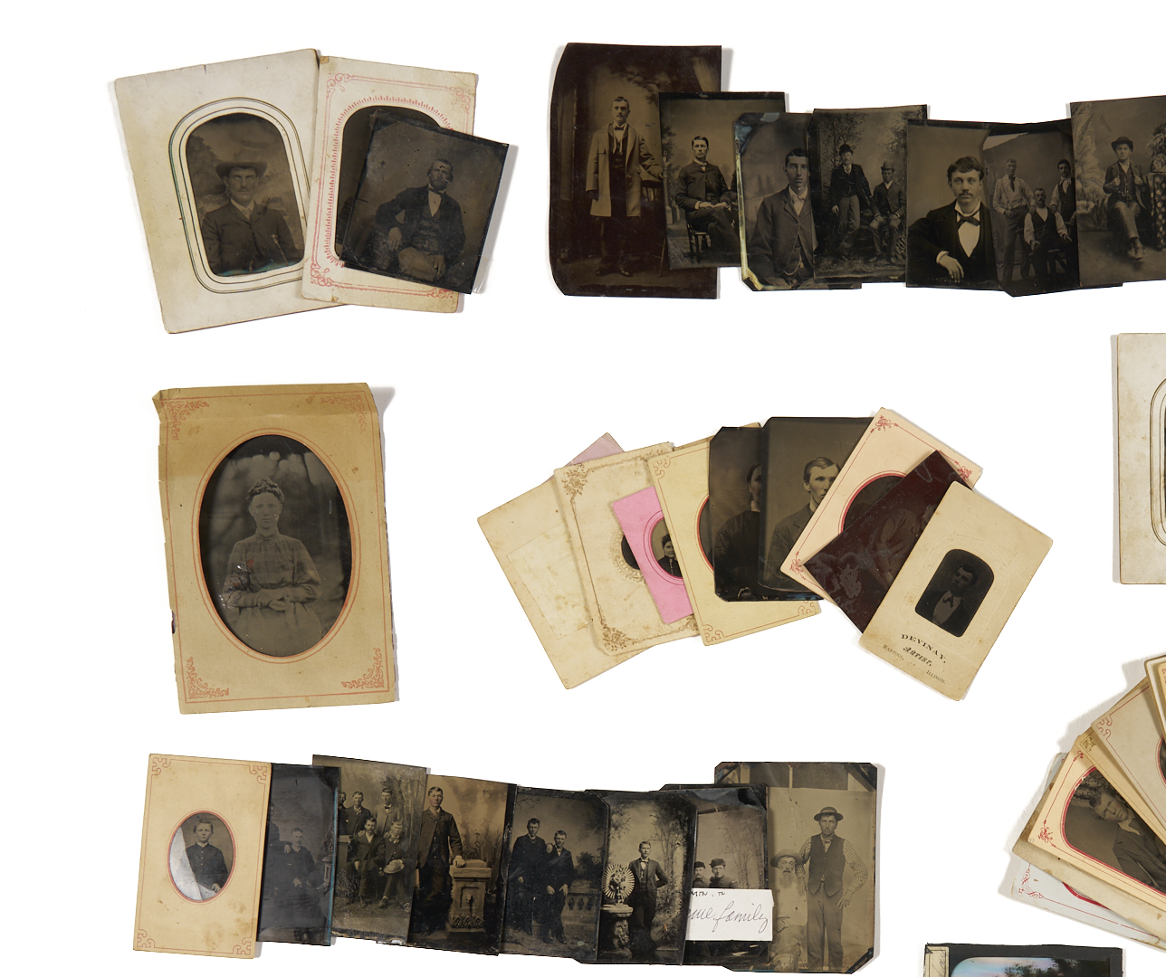 Lot 1081: Large Group Unframed Tintypes, incl. Black Photos