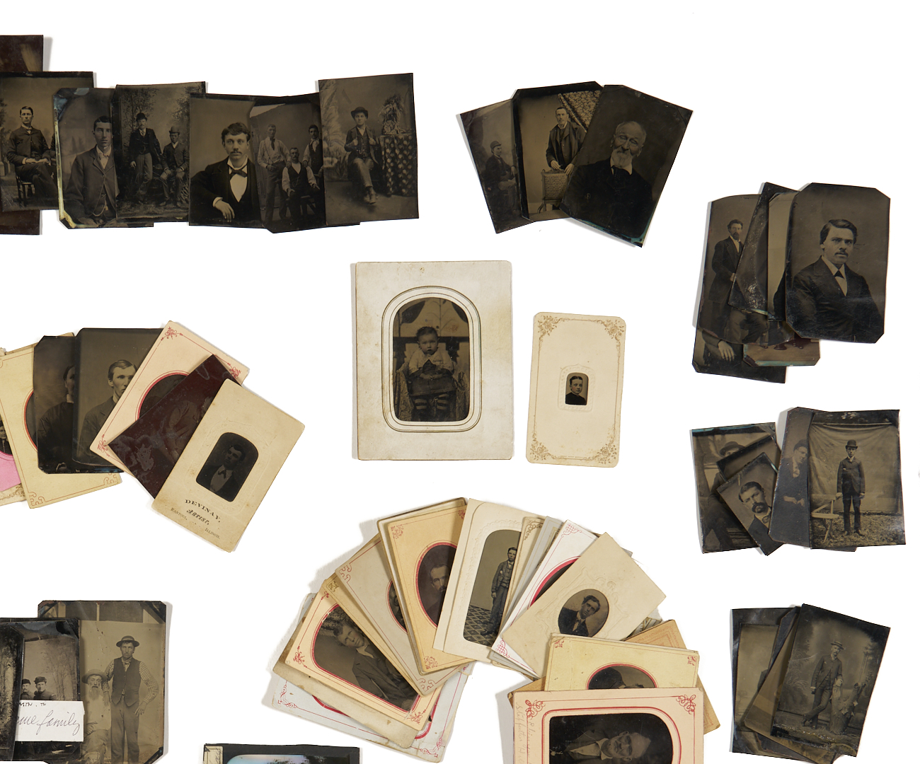 Lot 1081: Large Group Unframed Tintypes, incl. Black Photos