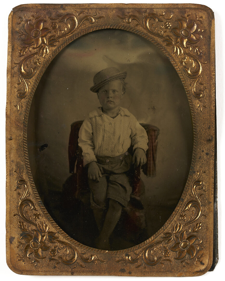 Lot 1082: Collection of 38 Tintypes, Ambrotypes, Daguerreotypes plus Carved Masonic