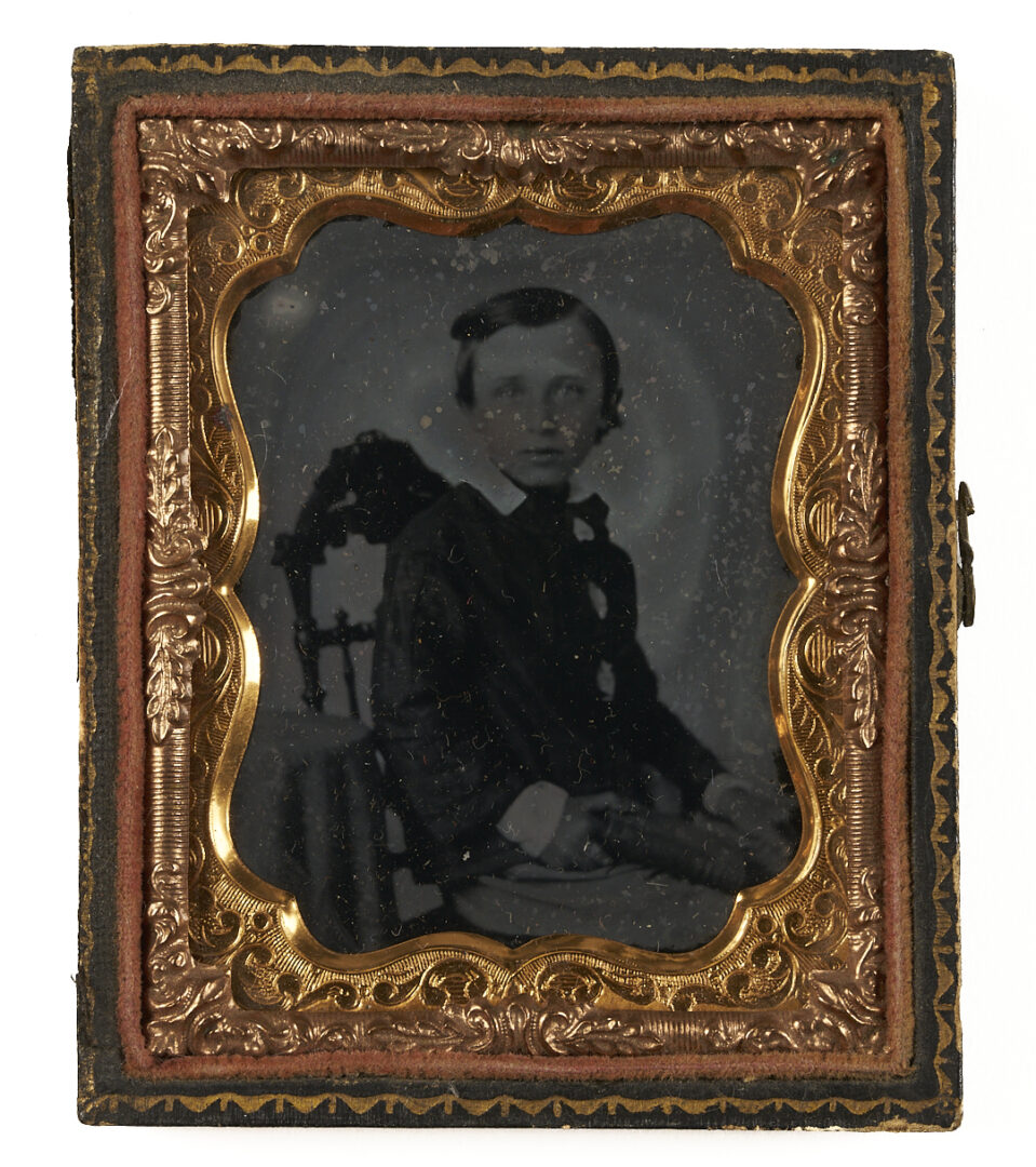 Lot 1082: Collection of 38 Tintypes, Ambrotypes, Daguerreotypes plus Carved Masonic
