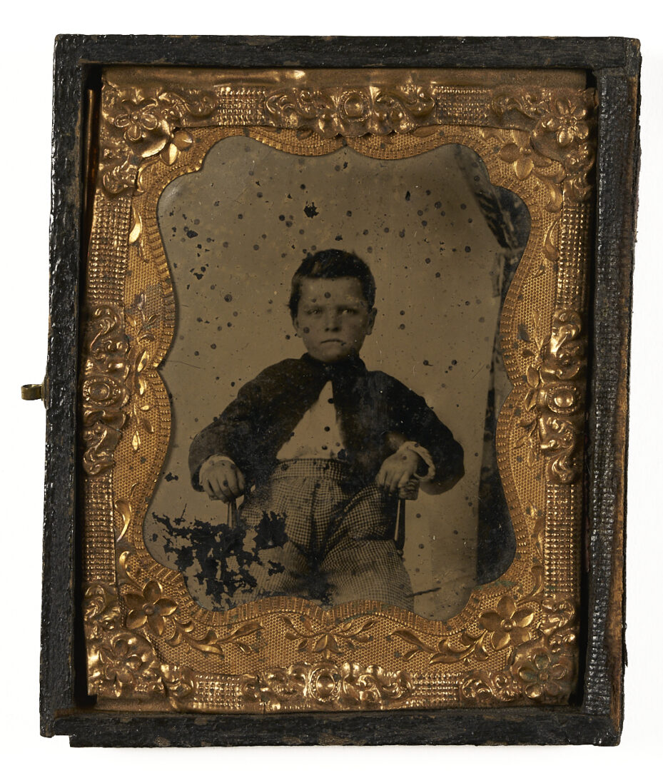 Lot 1082: Collection of 38 Tintypes, Ambrotypes, Daguerreotypes plus Carved Masonic