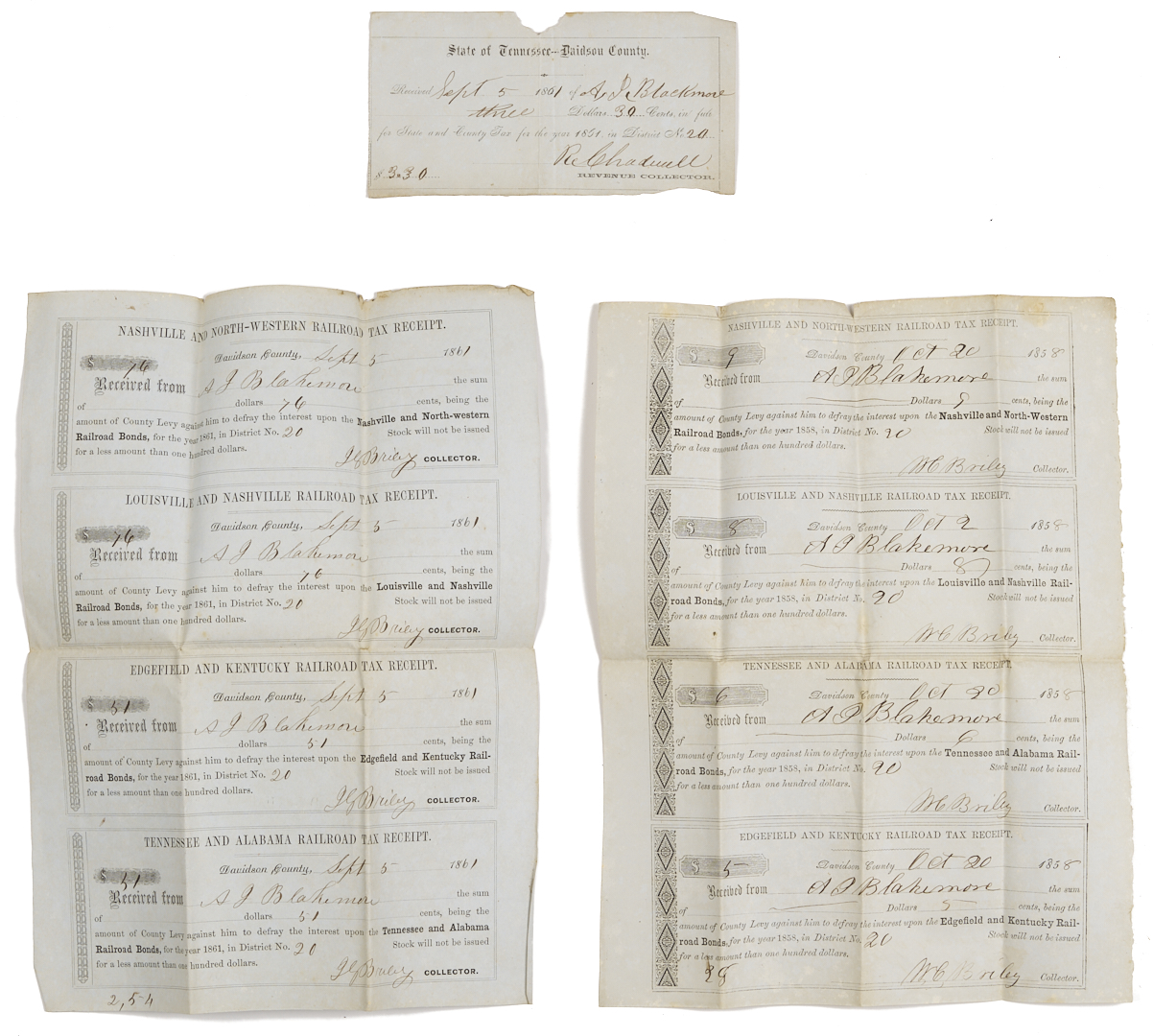 Lot 1083: Blakemore/Turpin Family Archive Incl. Civil-War Related, Nashville & Middle TN, 1820s-1950s