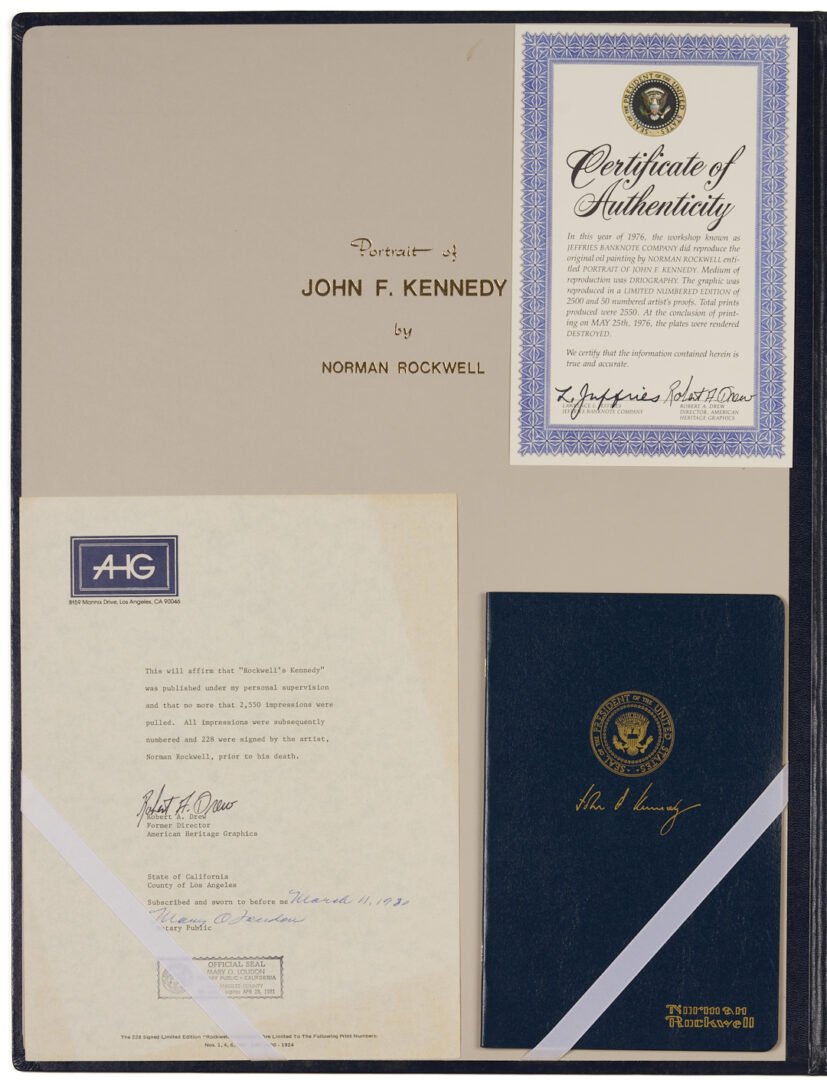 Lot 1087: Norman Rockwell Signed John F. Kennedy Portrait, 1976