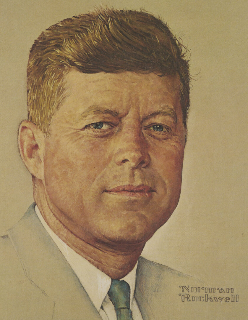 Lot 1087: Norman Rockwell Signed John F. Kennedy Portrait, 1976