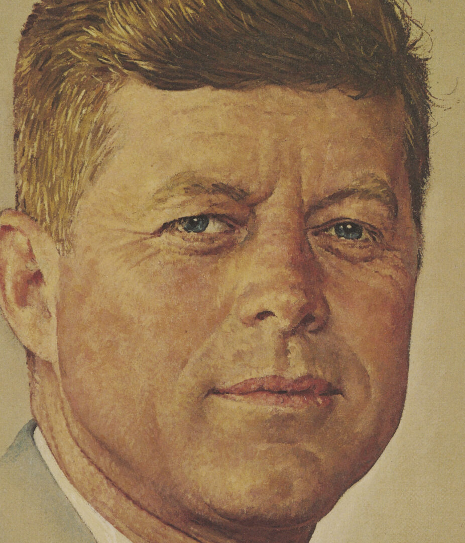 Lot 1087: Norman Rockwell Signed John F. Kennedy Portrait, 1976
