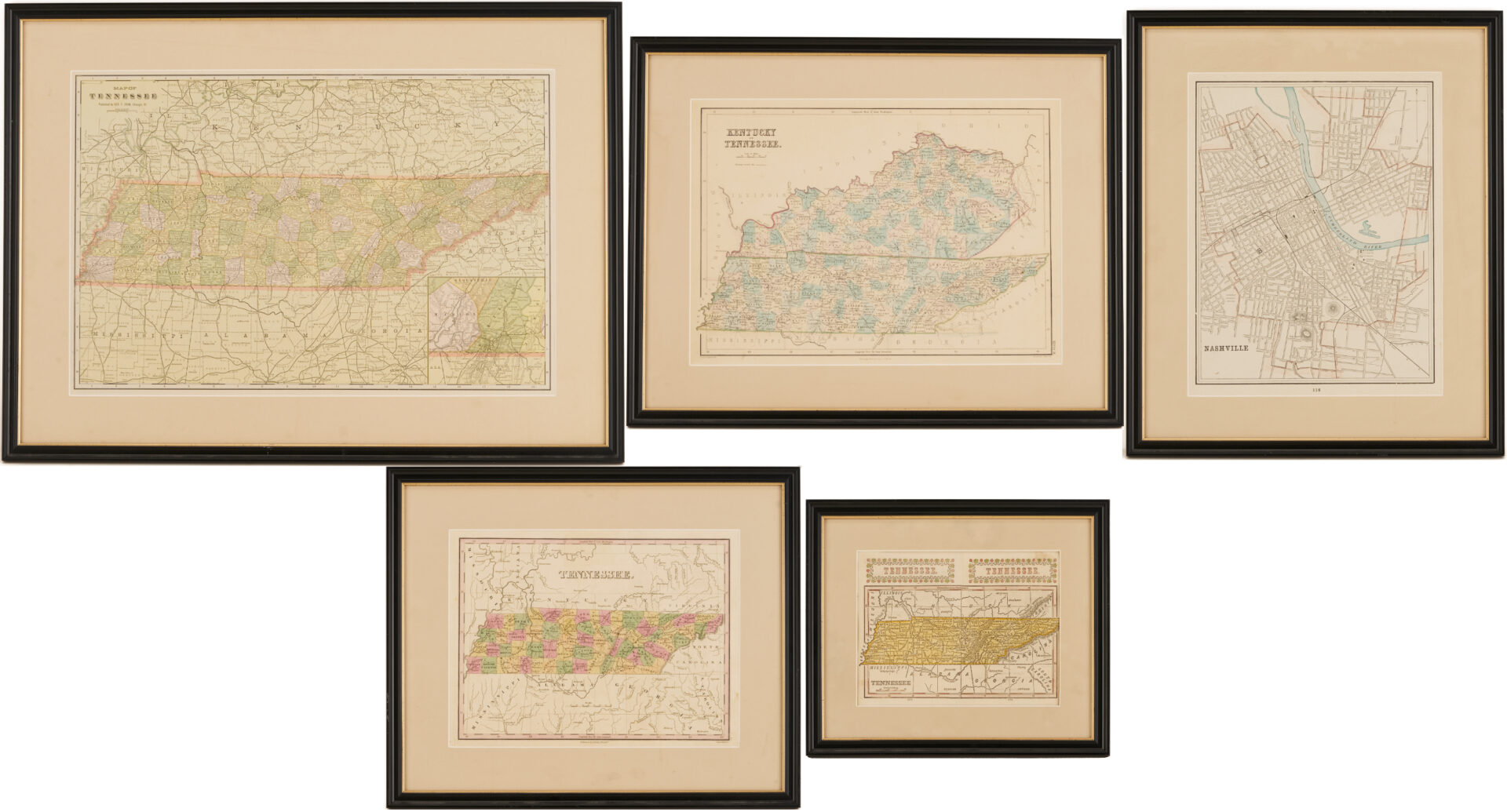 Lot 1089: Group of 5 Maps of Tennessee