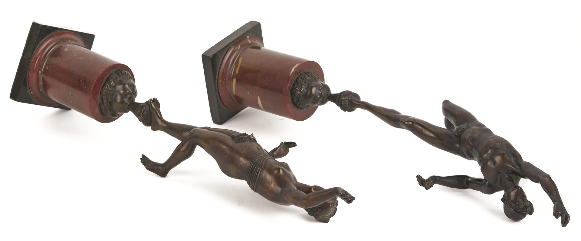 Lot 108: Pr. Bronze Grand Tour Bronze Figures Plus Pair of Urns