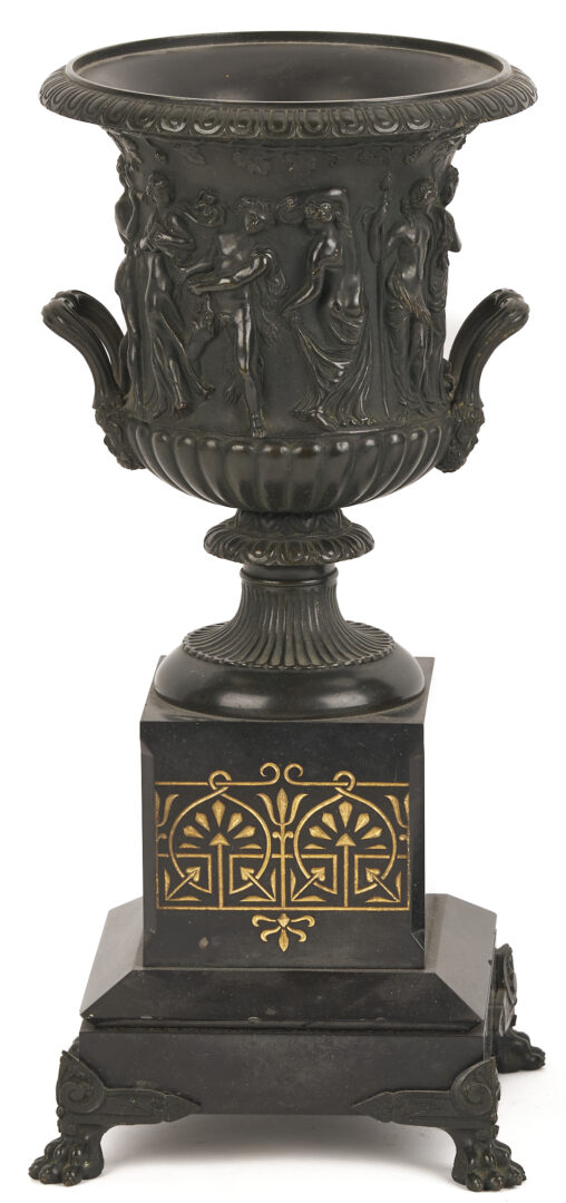 Lot 108: Pr. Bronze Grand Tour Bronze Figures Plus Pair of Urns