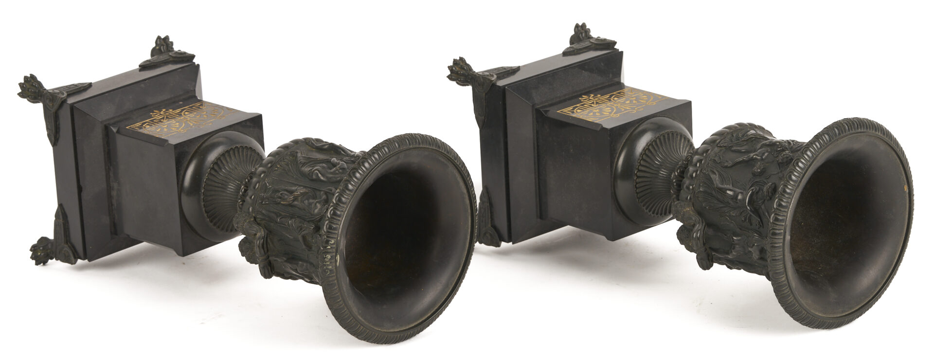 Lot 108: Pr. Bronze Grand Tour Bronze Figures Plus Pair of Urns