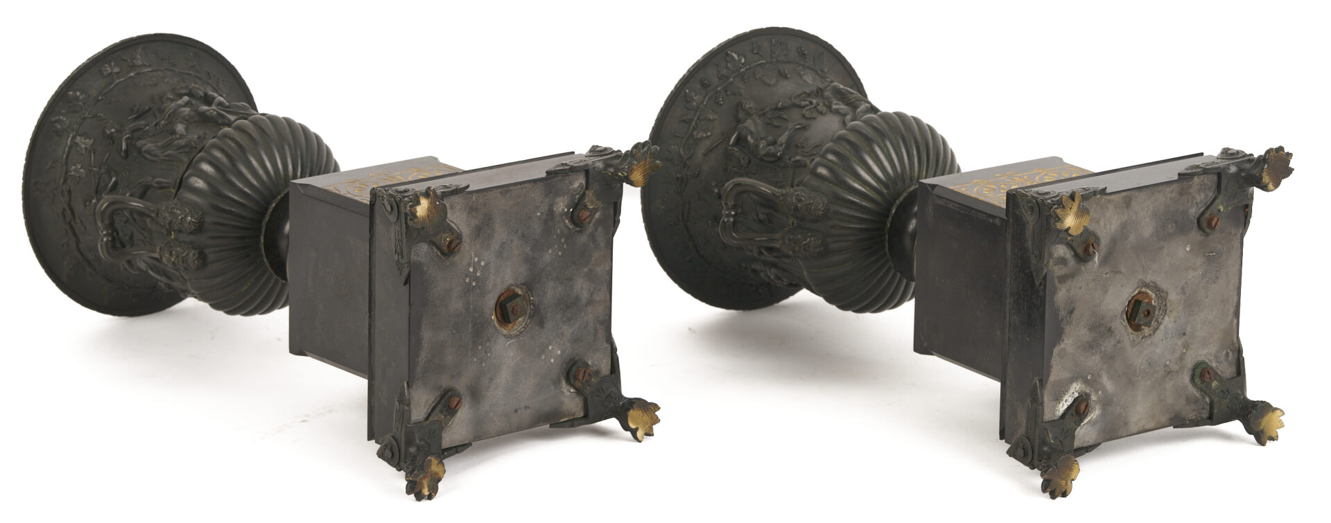 Lot 108: Pr. Bronze Grand Tour Bronze Figures Plus Pair of Urns