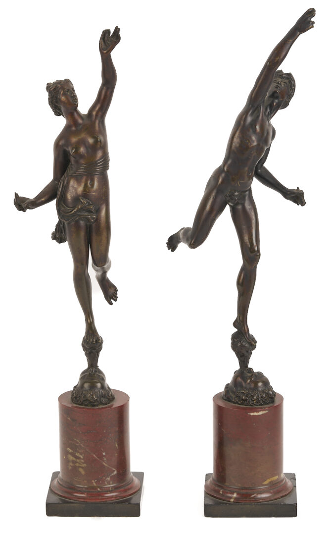 Lot 108: Pr. Bronze Grand Tour Bronze Figures Plus Pair of Urns