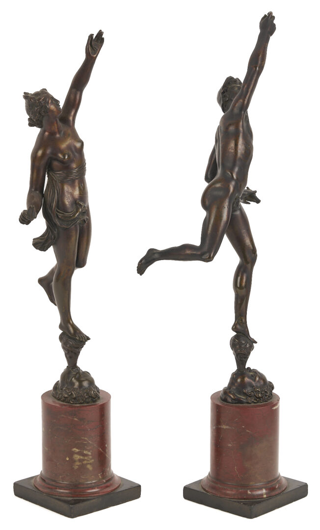 Lot 108: Pr. Bronze Grand Tour Bronze Figures Plus Pair of Urns