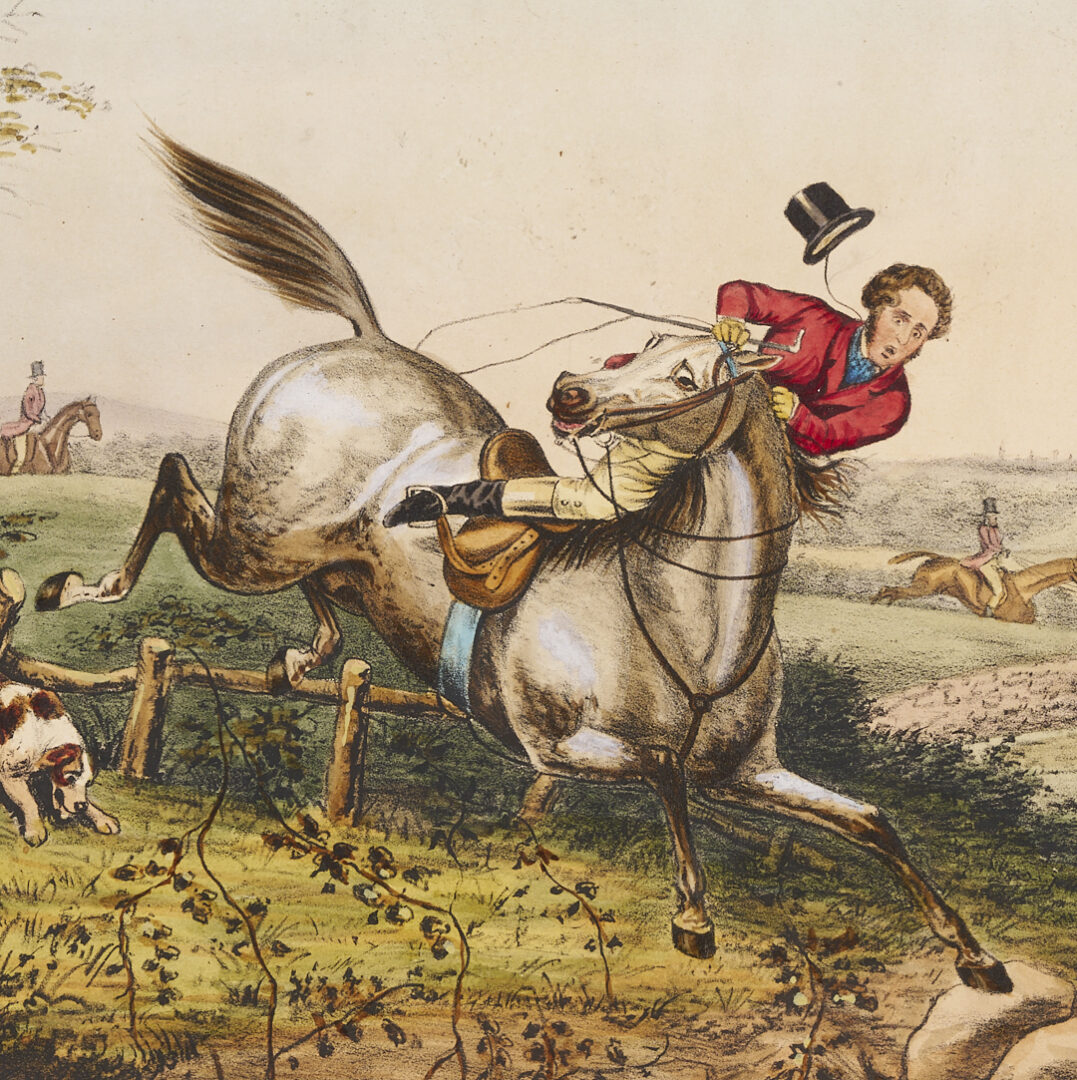 Lot 1092: Three Nathaniel Currier Equestrian Lithographs, Hunting Casualties
