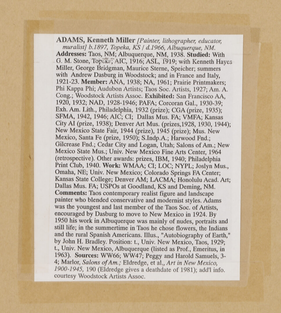 Lot 1093: Kenneth Miller Adams Lithograph, Card Players