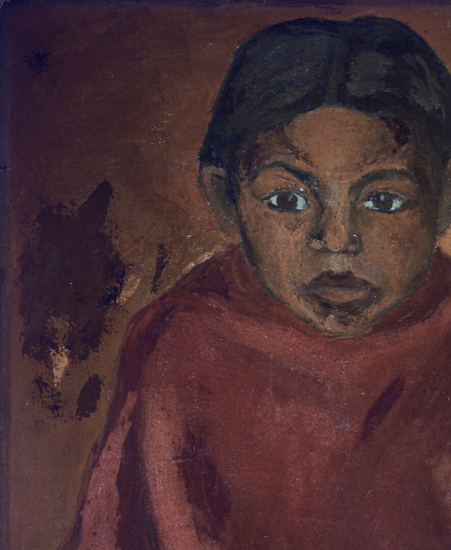 Lot 1094: Early Francisco Mora O/C Painting, Portrait of a Mexican Girl, 1947