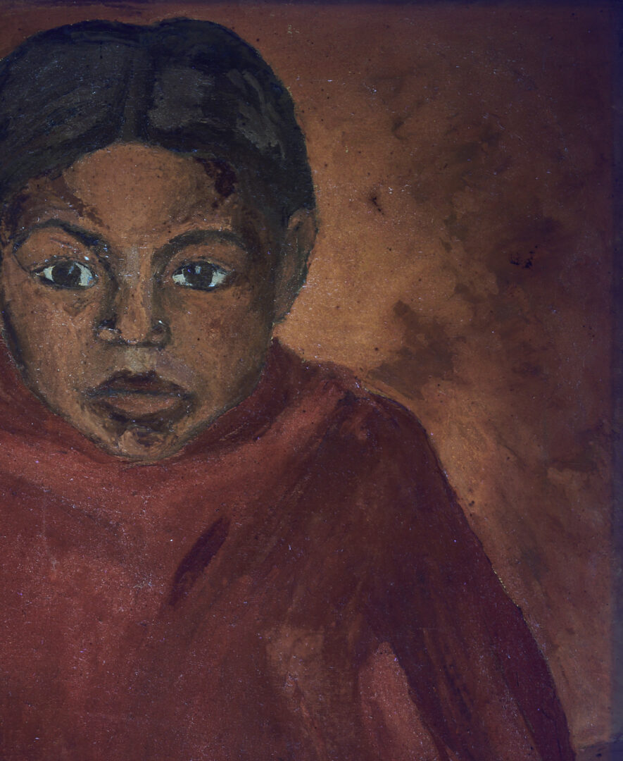 Lot 1094: Early Francisco Mora O/C Painting, Portrait of a Mexican Girl, 1947