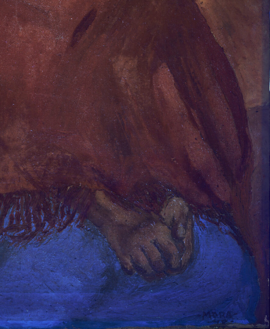 Lot 1094: Early Francisco Mora O/C Painting, Portrait of a Mexican Girl, 1947