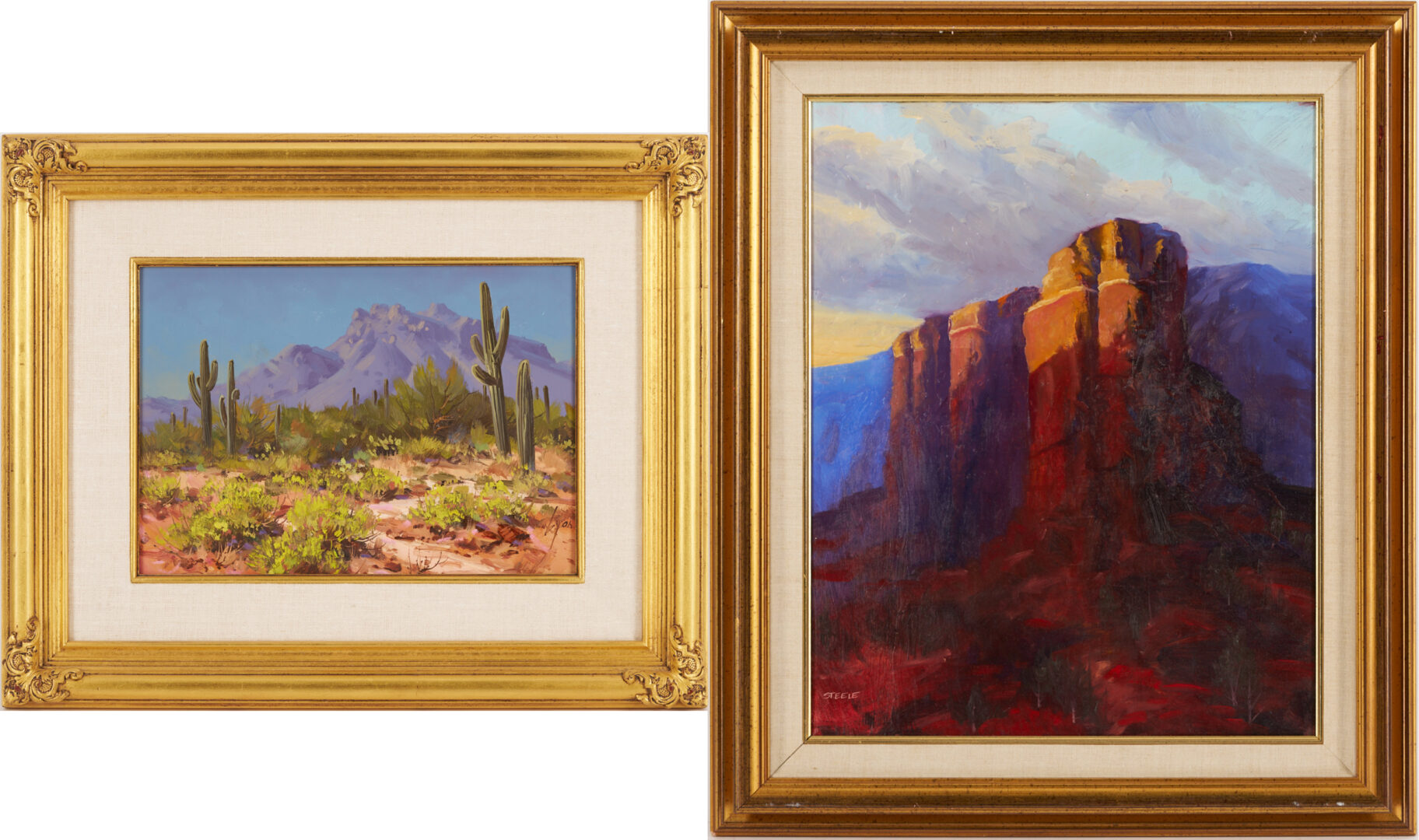 Lot 1096: 2 American Southwest Landscape Paintings, Harold Lyon & Darryl Steele