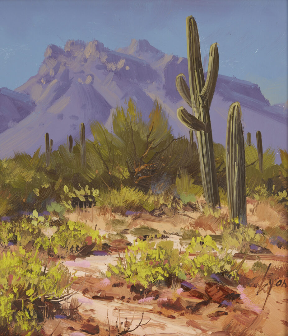 Lot 1096: 2 American Southwest Landscape Paintings, Harold Lyon & Darryl Steele