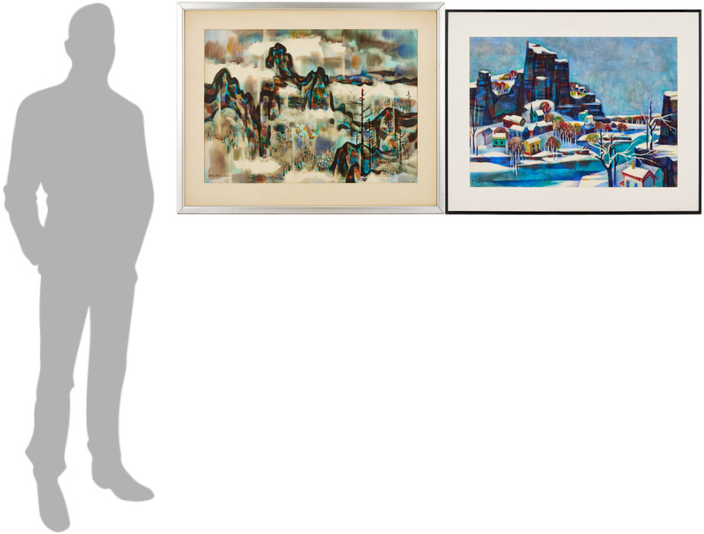 Lot 1097: 2 John Richardson Western W/C Paintings Incl. Exhibited, Mountain Mist & Cliff Town