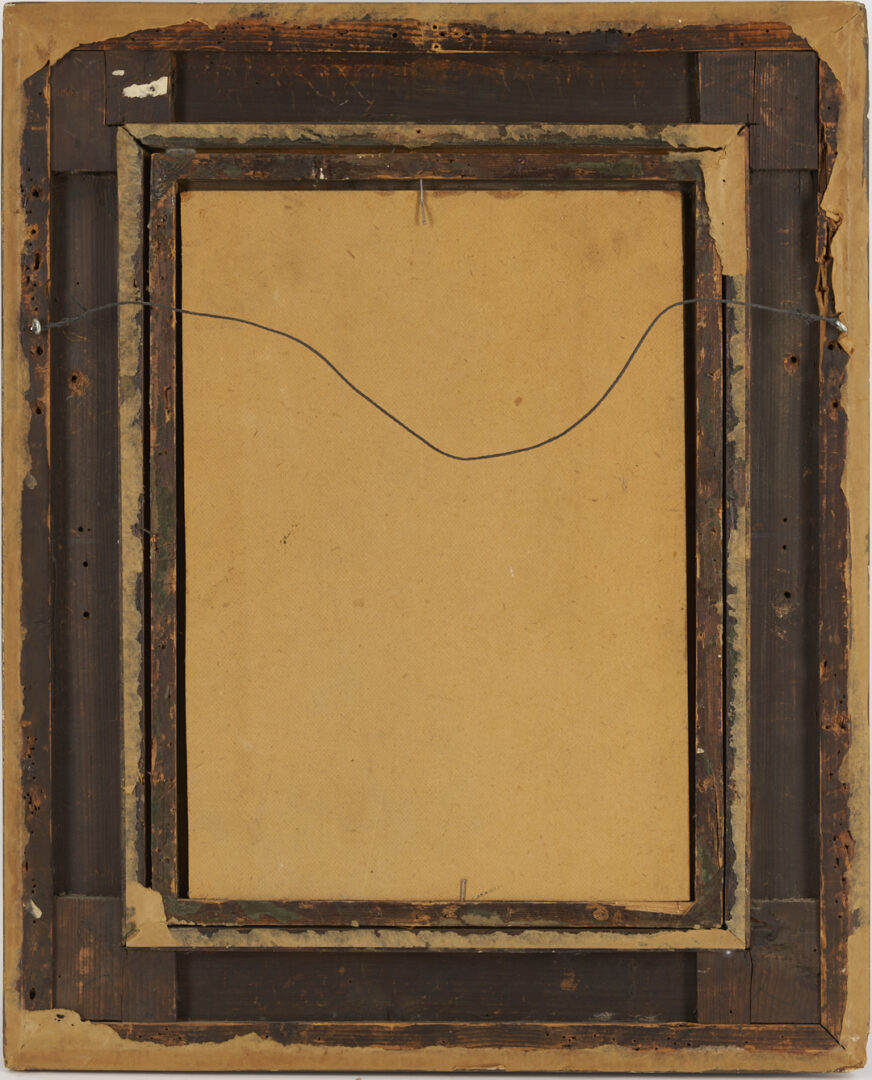 Lot 1099: O/C American School Portrait of Man, The Schoolmaster, 19th C.