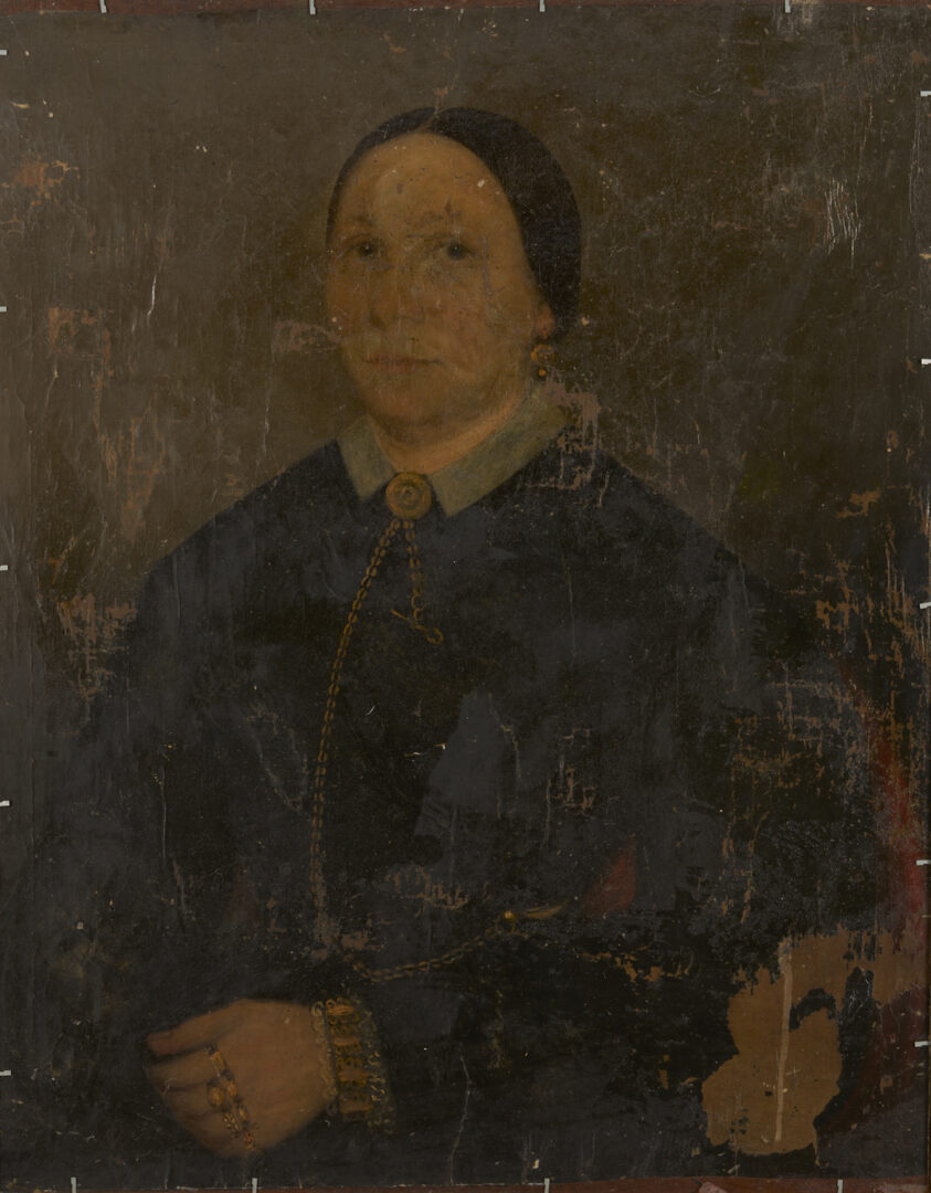 Lot 1100: Double Sided Folk Art Portrait, 2 Ladies