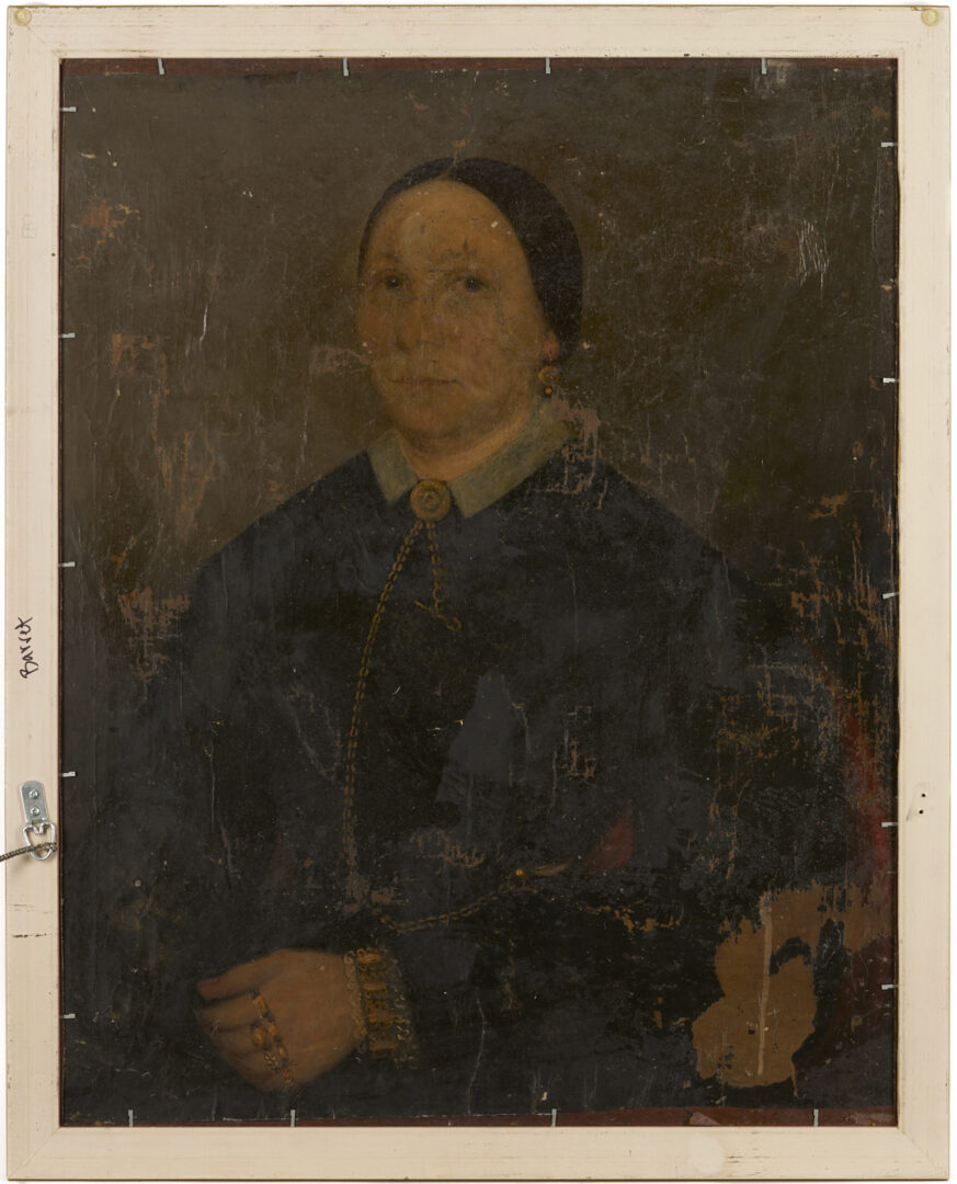 Lot 1100: Double Sided Folk Art Portrait, 2 Ladies