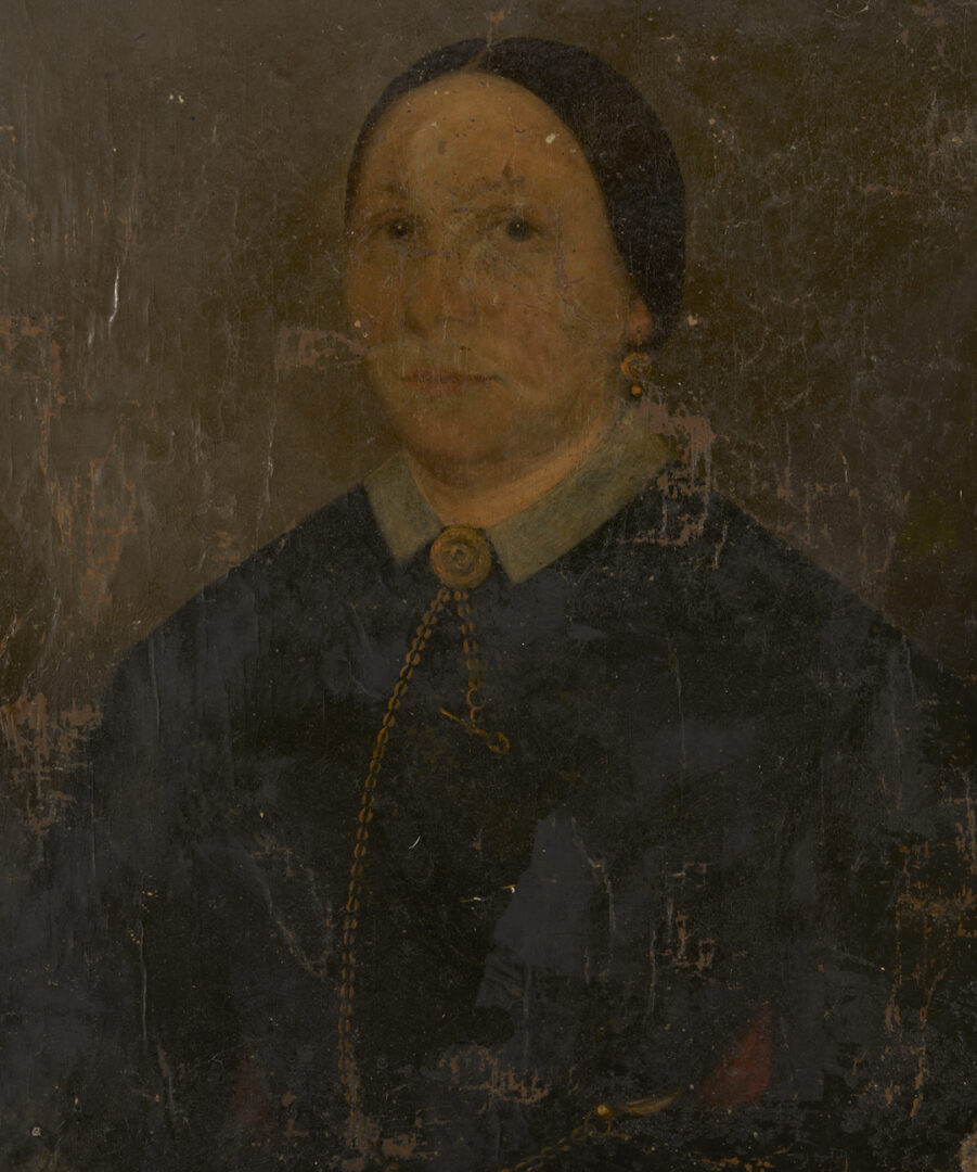 Lot 1100: Double Sided Folk Art Portrait, 2 Ladies