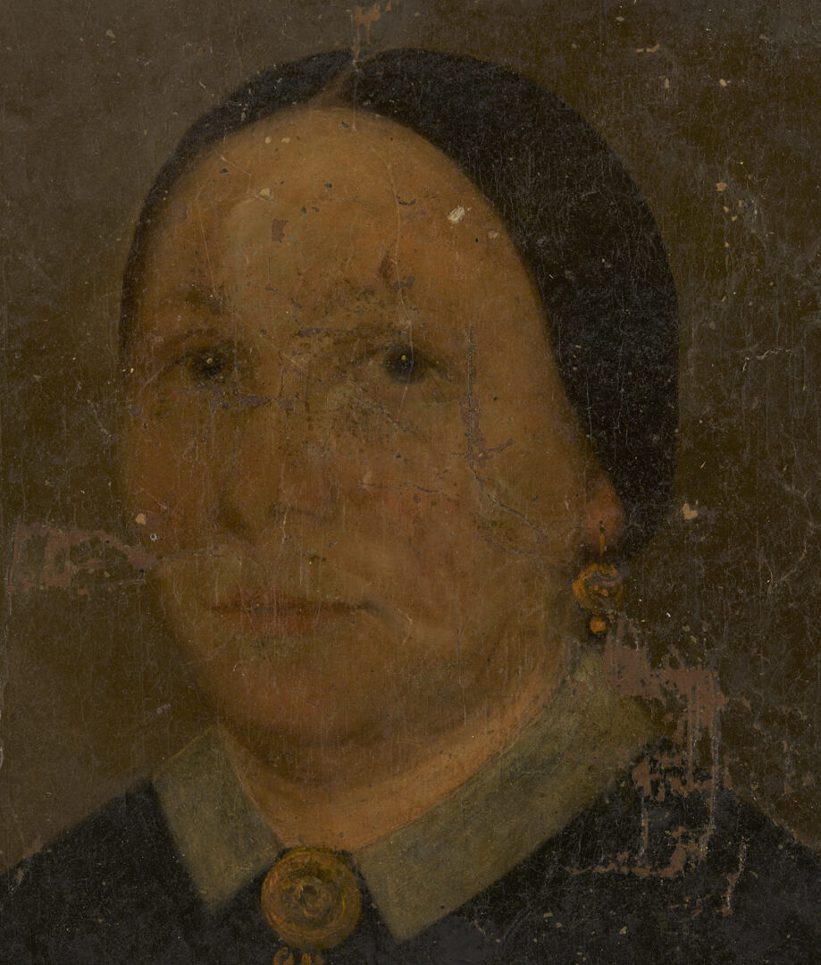 Lot 1100: Double Sided Folk Art Portrait, 2 Ladies