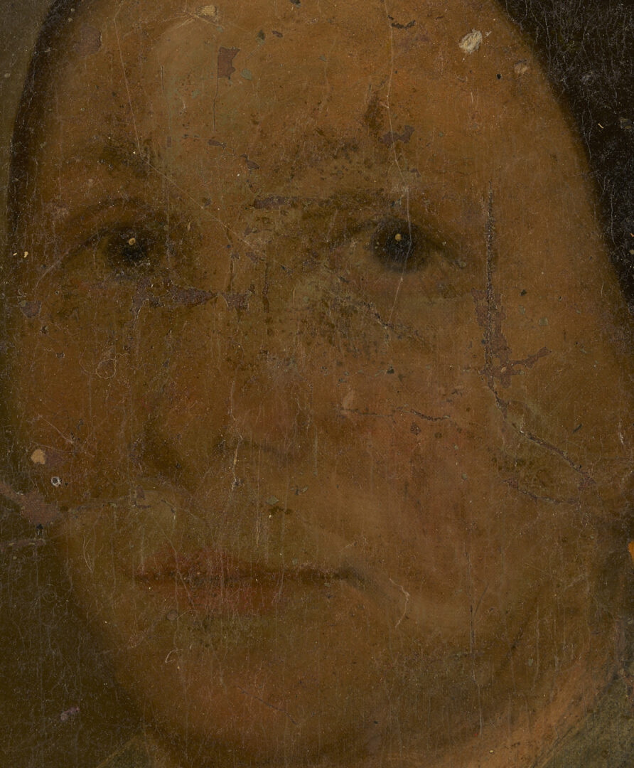 Lot 1100: Double Sided Folk Art Portrait, 2 Ladies