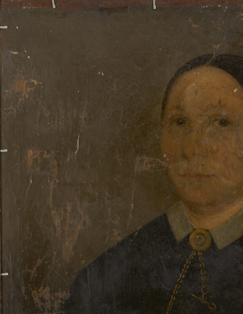 Lot 1100: Double Sided Folk Art Portrait, 2 Ladies