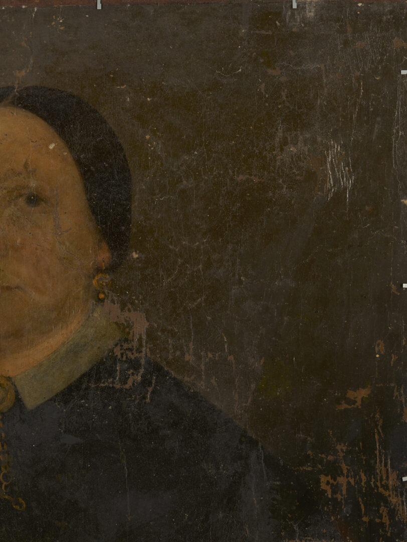 Lot 1100: Double Sided Folk Art Portrait, 2 Ladies